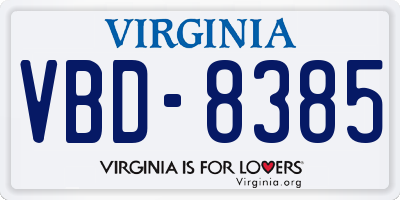 VA license plate VBD8385