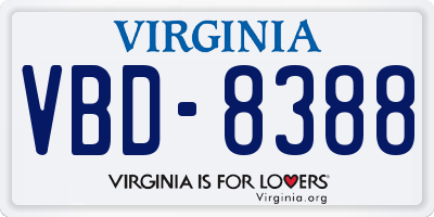 VA license plate VBD8388