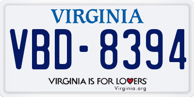 VA license plate VBD8394