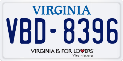 VA license plate VBD8396