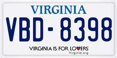 VA license plate VBD8398