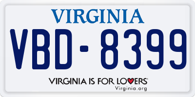VA license plate VBD8399