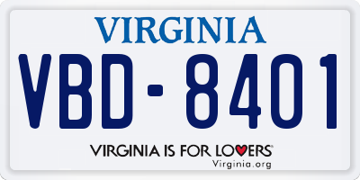 VA license plate VBD8401
