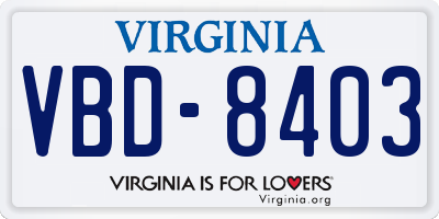 VA license plate VBD8403