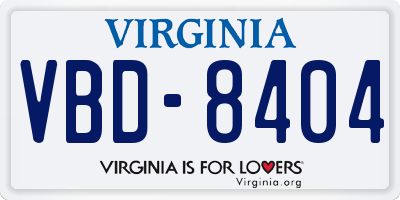 VA license plate VBD8404
