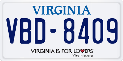 VA license plate VBD8409