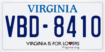 VA license plate VBD8410