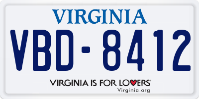VA license plate VBD8412