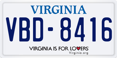 VA license plate VBD8416