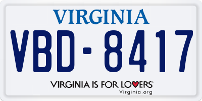 VA license plate VBD8417