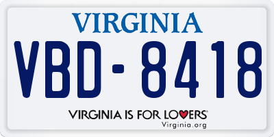 VA license plate VBD8418