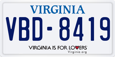 VA license plate VBD8419
