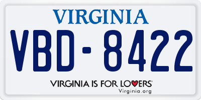 VA license plate VBD8422