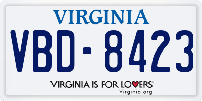 VA license plate VBD8423
