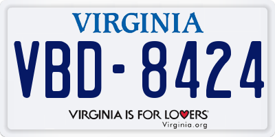 VA license plate VBD8424