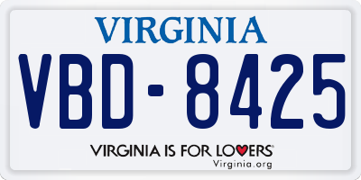VA license plate VBD8425