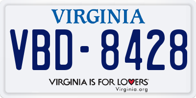 VA license plate VBD8428