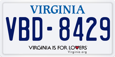 VA license plate VBD8429