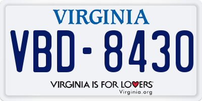 VA license plate VBD8430