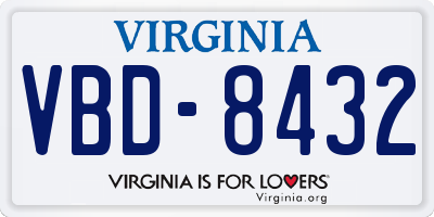 VA license plate VBD8432