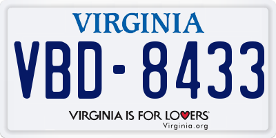 VA license plate VBD8433