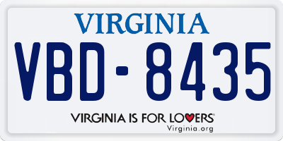 VA license plate VBD8435