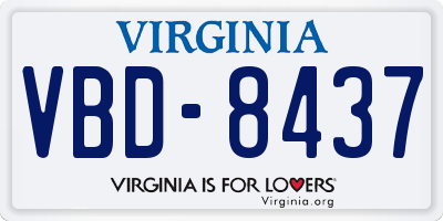 VA license plate VBD8437