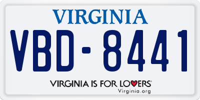 VA license plate VBD8441