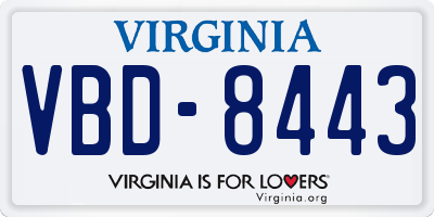 VA license plate VBD8443