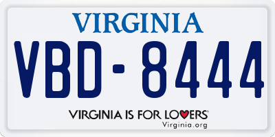 VA license plate VBD8444