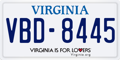 VA license plate VBD8445