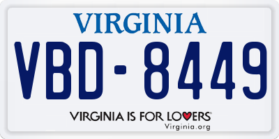 VA license plate VBD8449