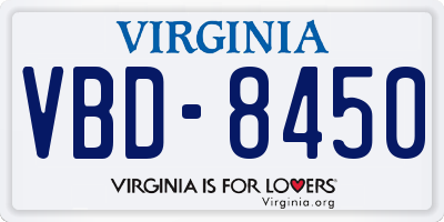 VA license plate VBD8450
