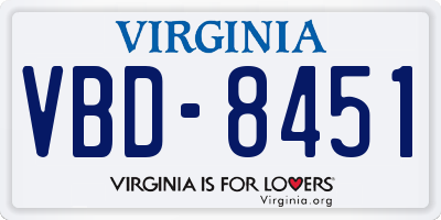 VA license plate VBD8451