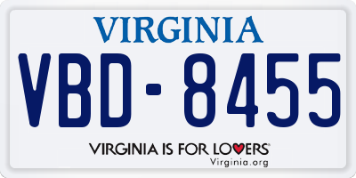 VA license plate VBD8455