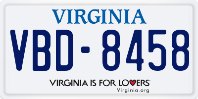 VA license plate VBD8458
