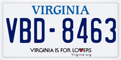 VA license plate VBD8463