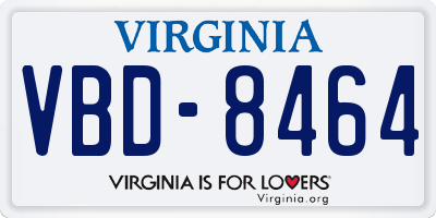 VA license plate VBD8464