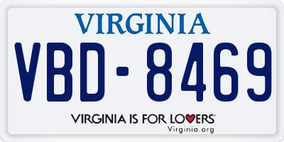 VA license plate VBD8469