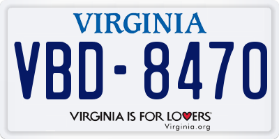 VA license plate VBD8470