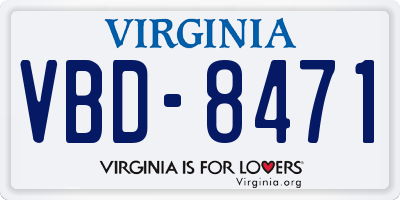 VA license plate VBD8471