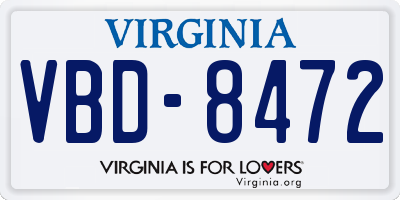 VA license plate VBD8472