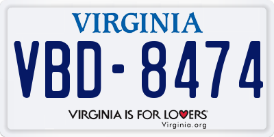 VA license plate VBD8474