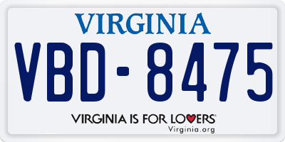 VA license plate VBD8475