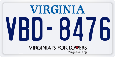 VA license plate VBD8476