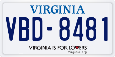 VA license plate VBD8481