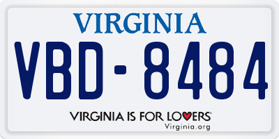 VA license plate VBD8484
