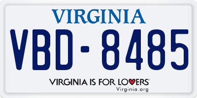 VA license plate VBD8485