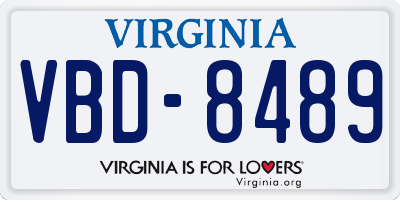 VA license plate VBD8489