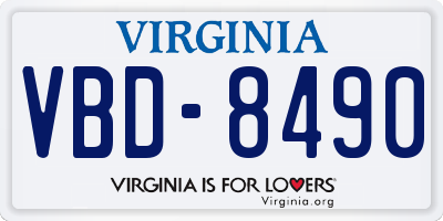 VA license plate VBD8490